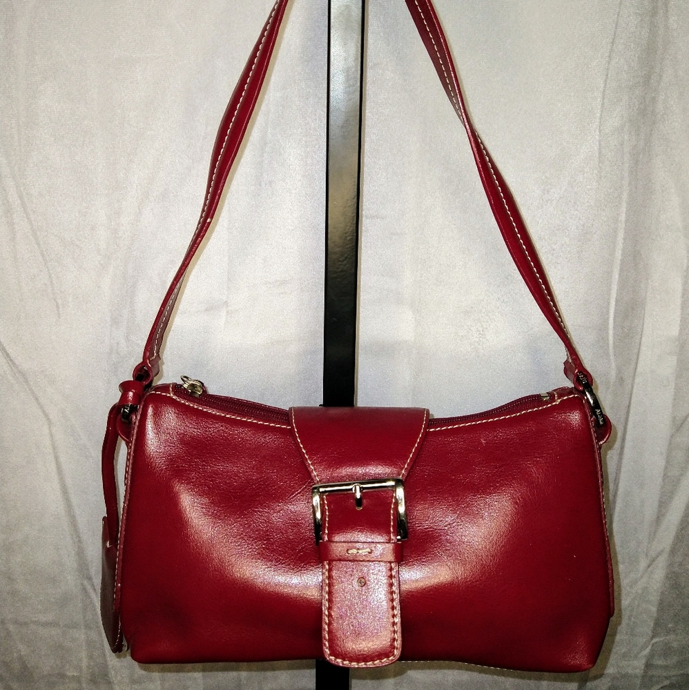 Women's Red Leather Alfani Tote Bag